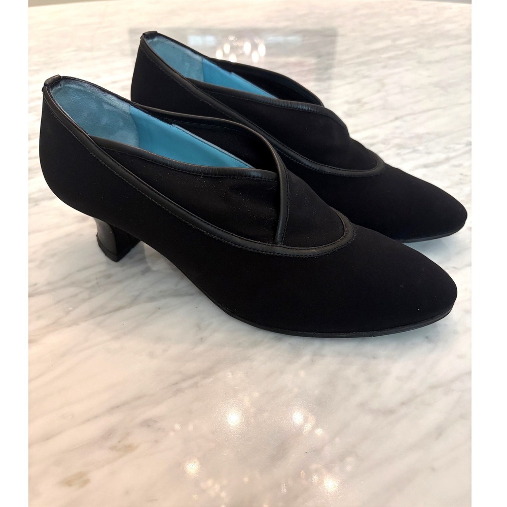 Thierry Rabotin Black Stretch Heels Leather Trim EU 40 Italy Avant Garde Comfort